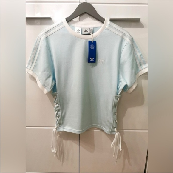 Adidas Women's Sky Blue Lace-Up
Corset Like T-Shirt - Picture 4 of 9